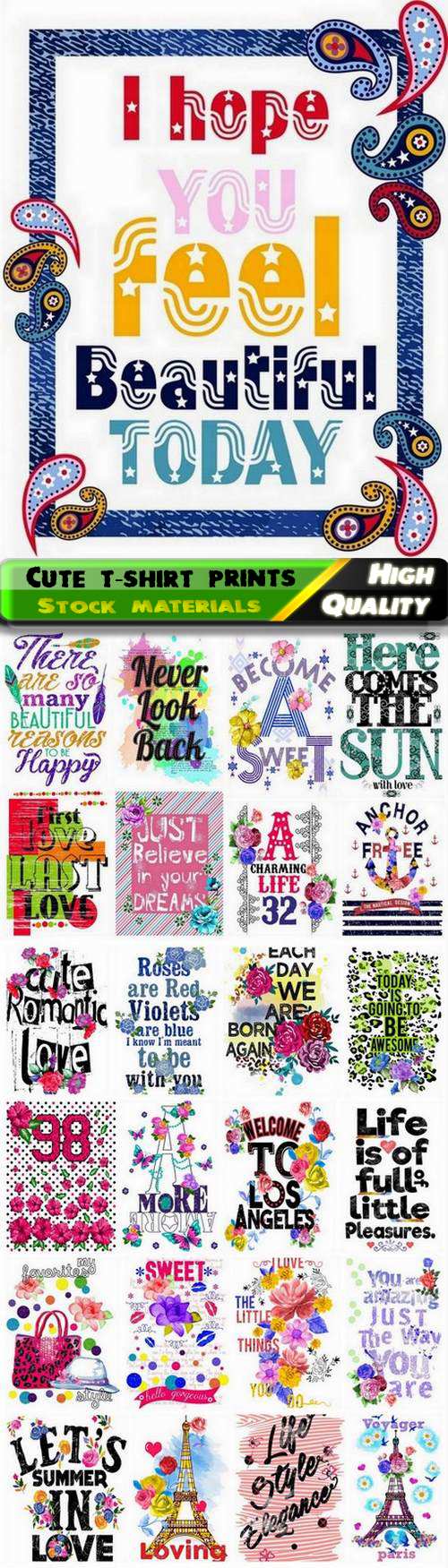 Cute t-shirt prints design for children 5 - 25 Eps