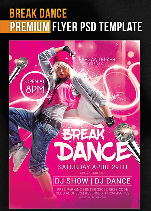 Break Dance V3 Flyer PSD Template + Facebook Cover