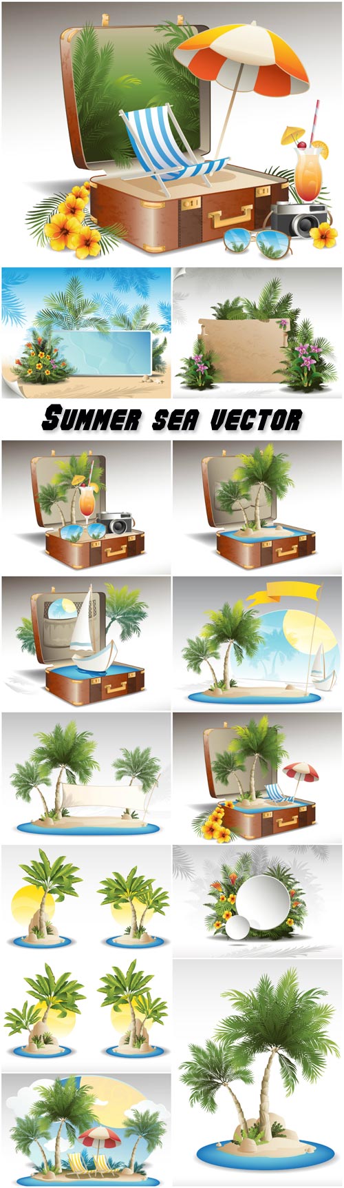 Summer sea vector with palm trees