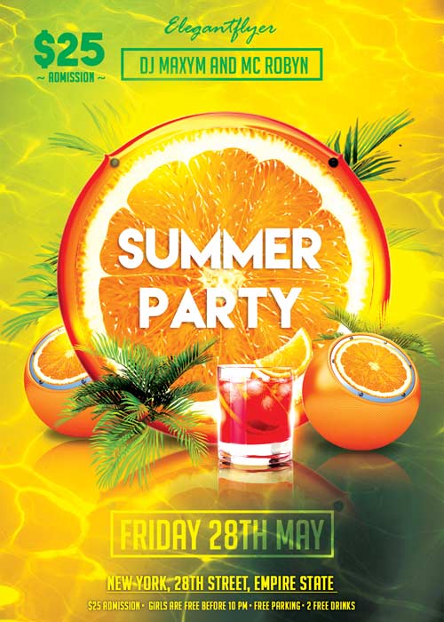 Summer Party V02 Flyer PSD Template + Facebook Cover