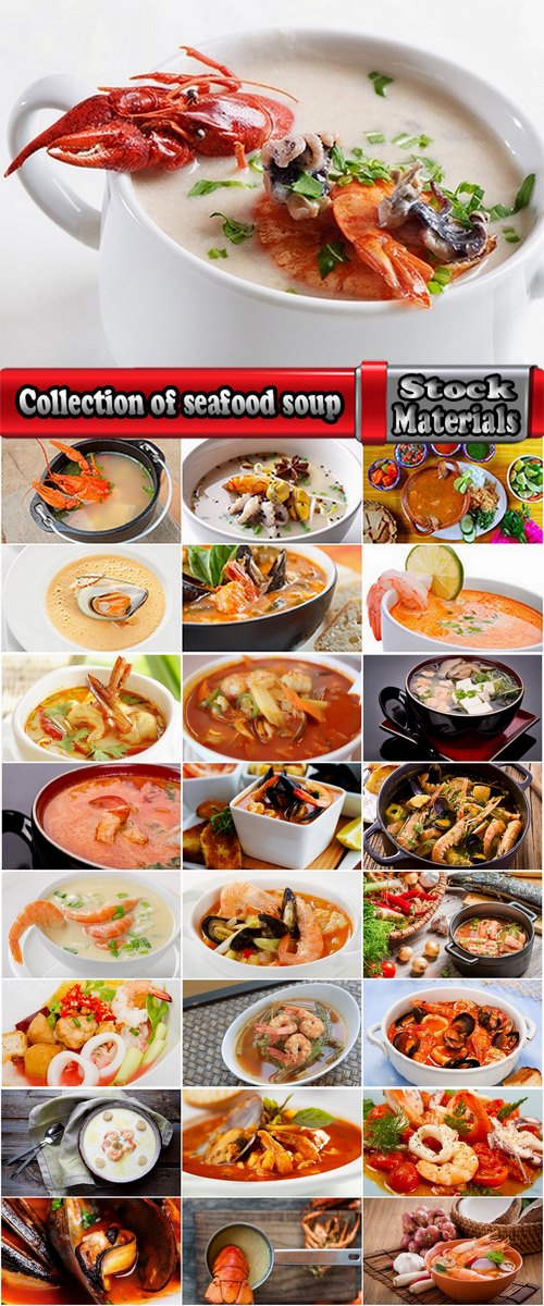 Collection of seafood soup mussel crab octopus shrimp 25 HQ Jpeg