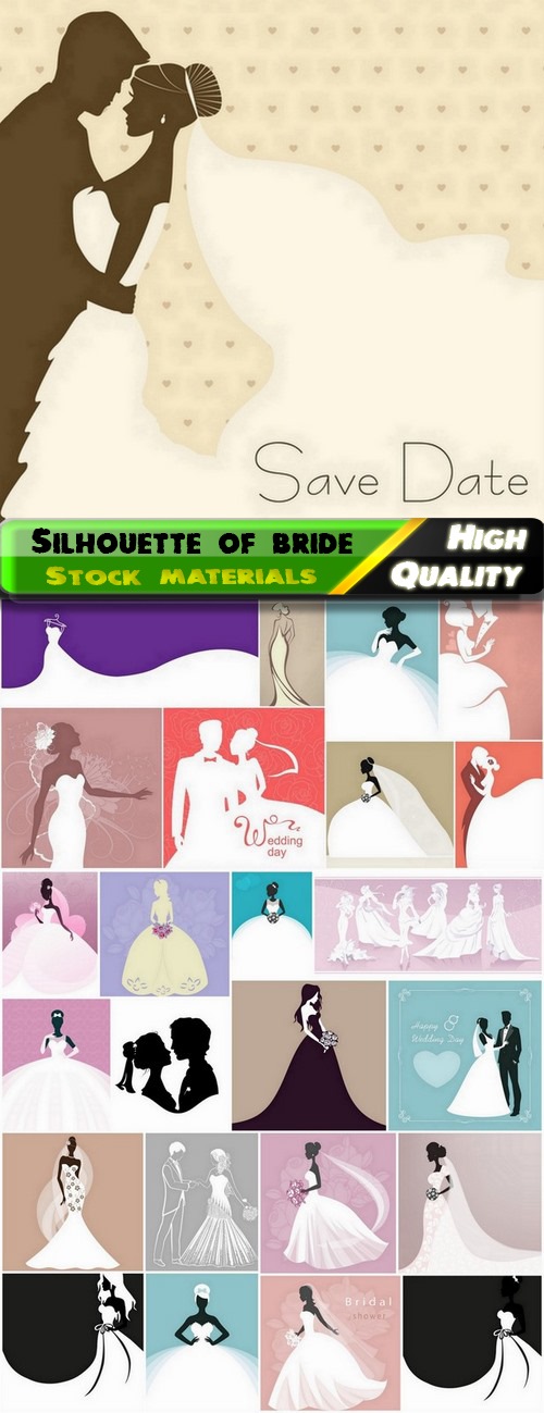Woman in wedding dress and silhouette of bride - 25 Eps