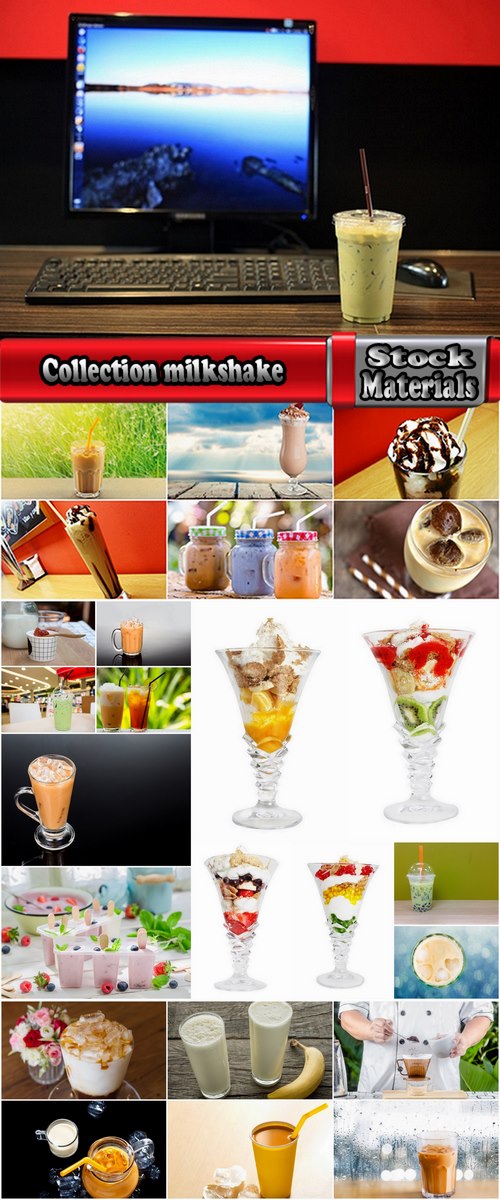Collection milkshake drink cream chocolate mousse with fruit milk 25 HQ Jpeg