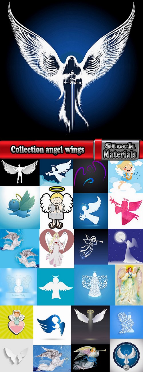 Collection angel wings guardian of the holy spirit 25 EPS