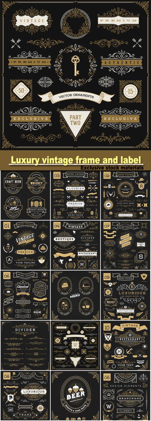 Luxury vintage frame and label for restaurant menu
