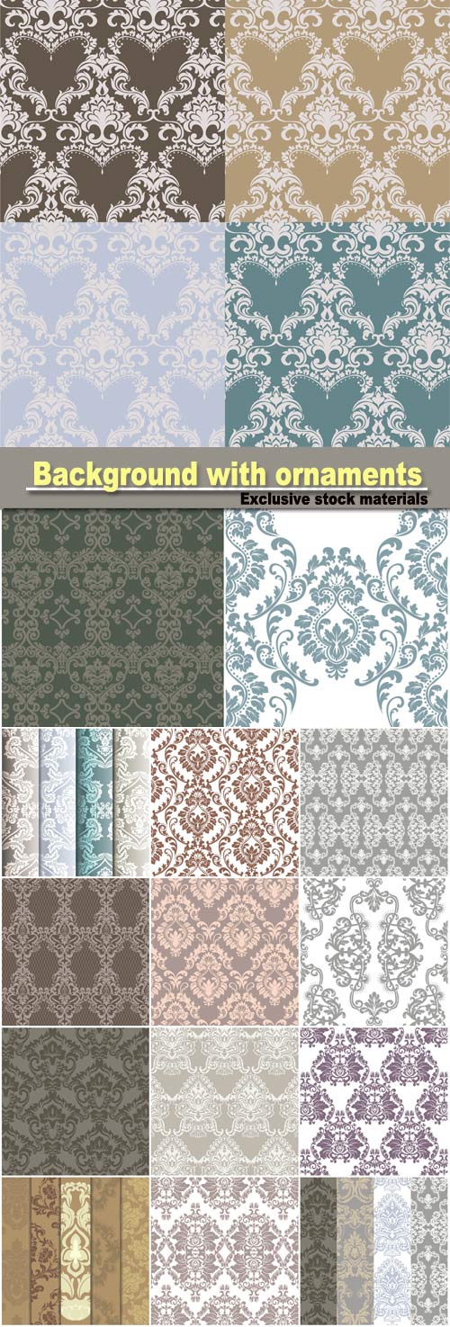 Background with ornaments, vintage seamless texture