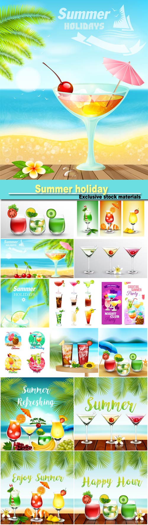 Summer holiday, cocktails, soft drinks