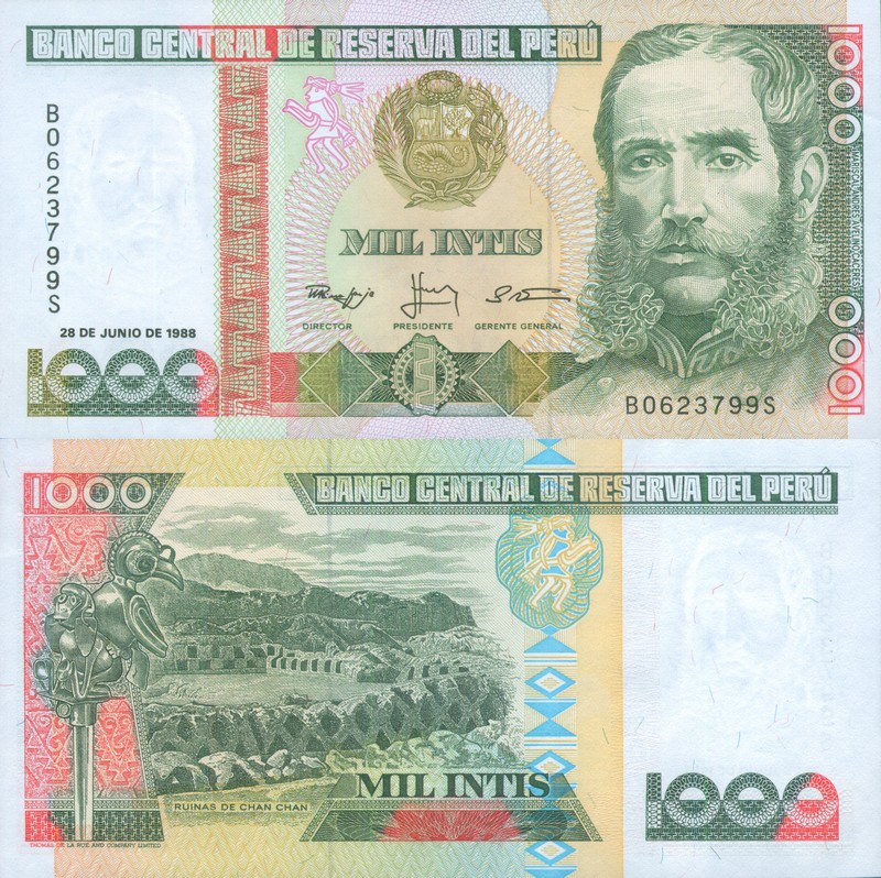 Монеты и купюры мира №175 1000 инти (Перу)