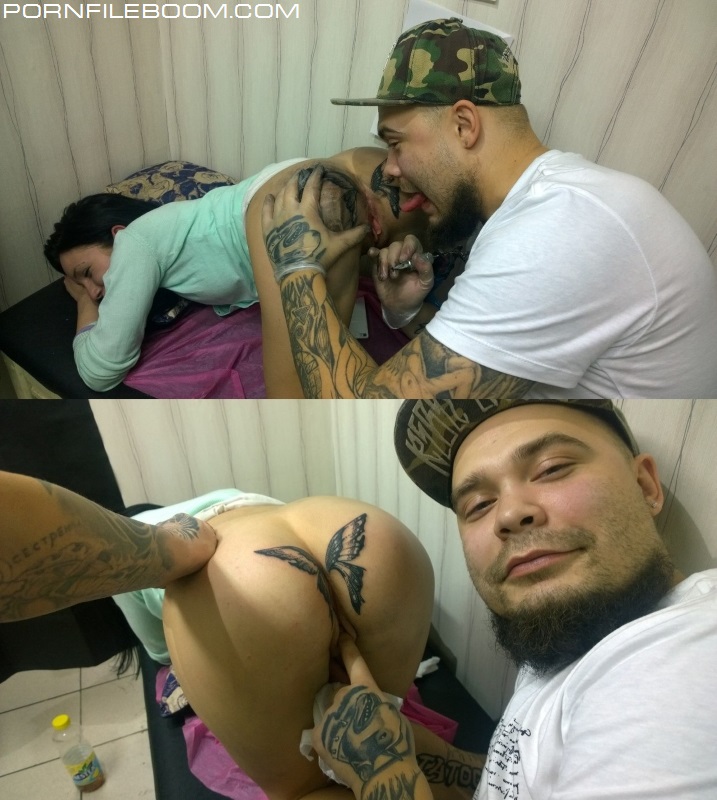 Butterfly tattoo on the ass  (2015,homemade, amateur, tattoo, blowjob)