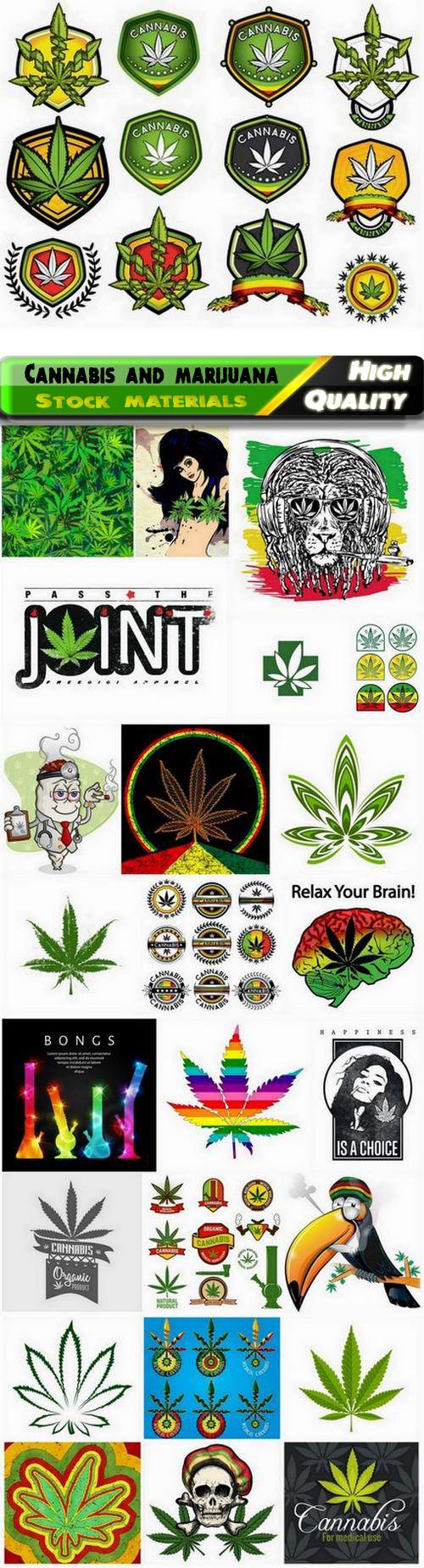 Rastafarian and leaf of cannabis and marijuana - 25 Eps