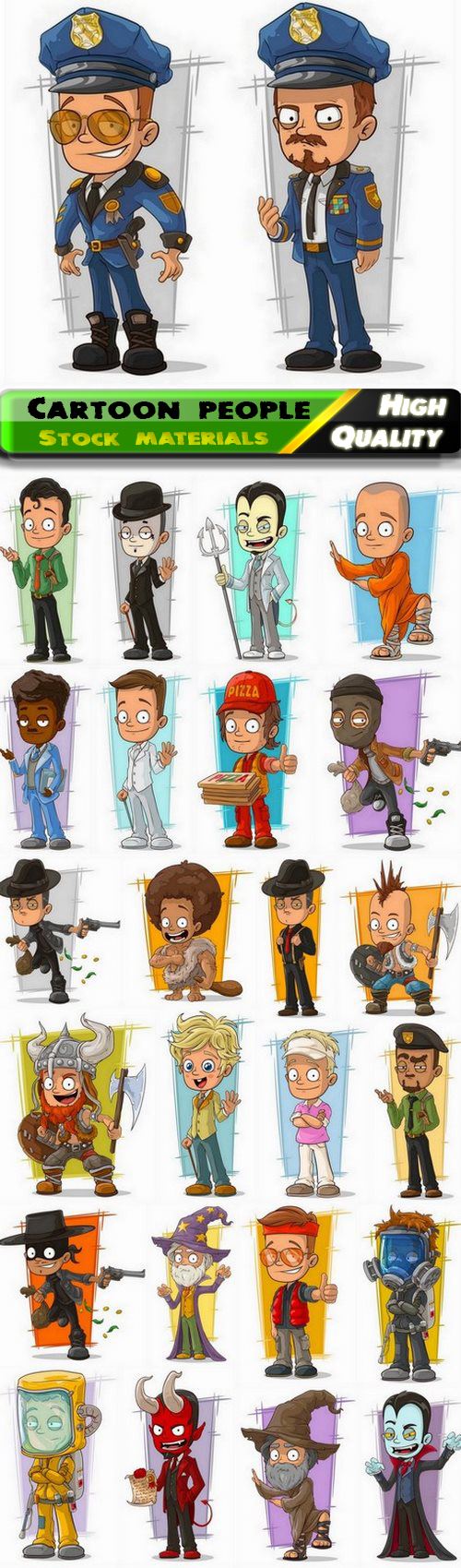 Funny cartoon human and people of different profession - 25 Eps