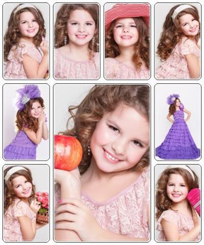 Glamour little girl in fashion dress - stock photo