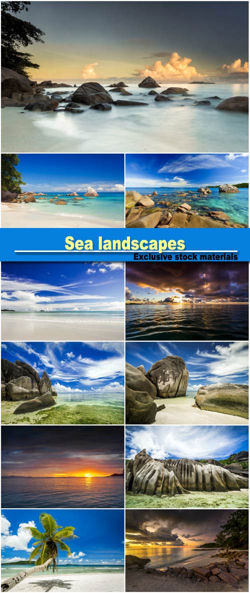 Sea landscapes, beautiful beach in Seychelles