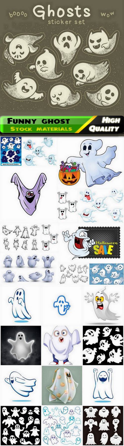 Funny ghost and scary soul for halloween holiday - 25 Eps