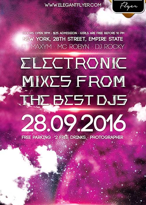 Electronic Mixes V1  Flyer PSD Template + Facebook Cover