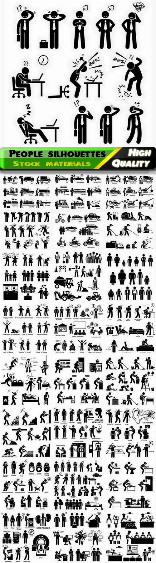 Set of silhouettes and people icon of different profession - 25 Eps
