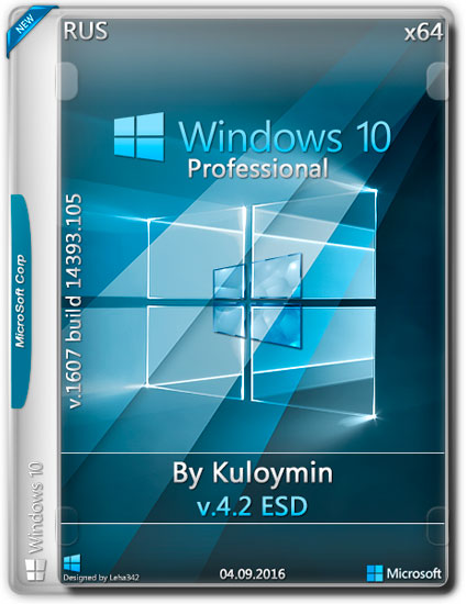 Windows 10 Pro x64 1607 Build 14393.105 by Kuloymin v.4.2 ESD (RUS/2016)