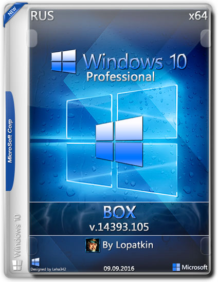 Windows 10 Professional x64 v.14393.105 BOX by Lopatkin (RUS/2016)