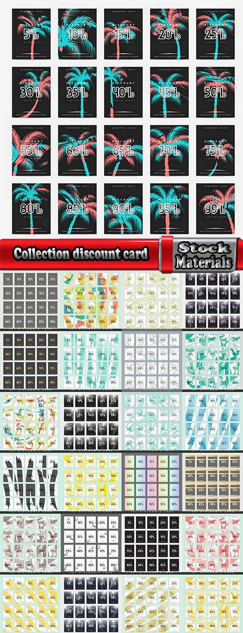 Collection discount card discount sale sticker flyer banner vector image 25 EPS