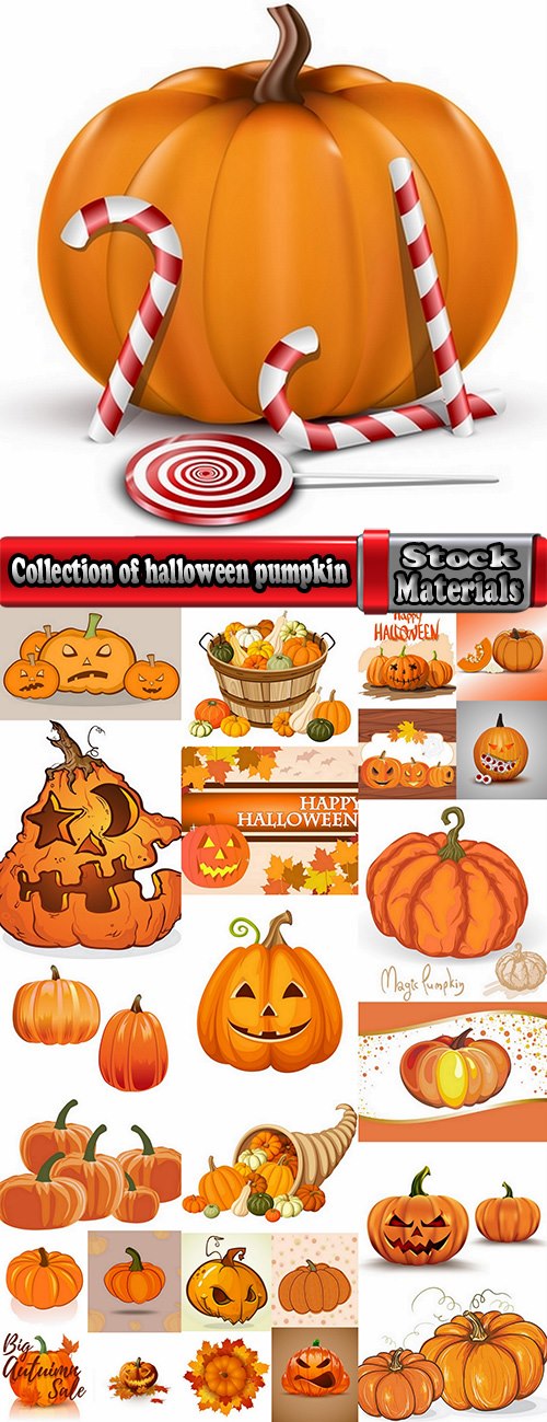 Collection of halloween pumpkin mug scary smile 25 EPS