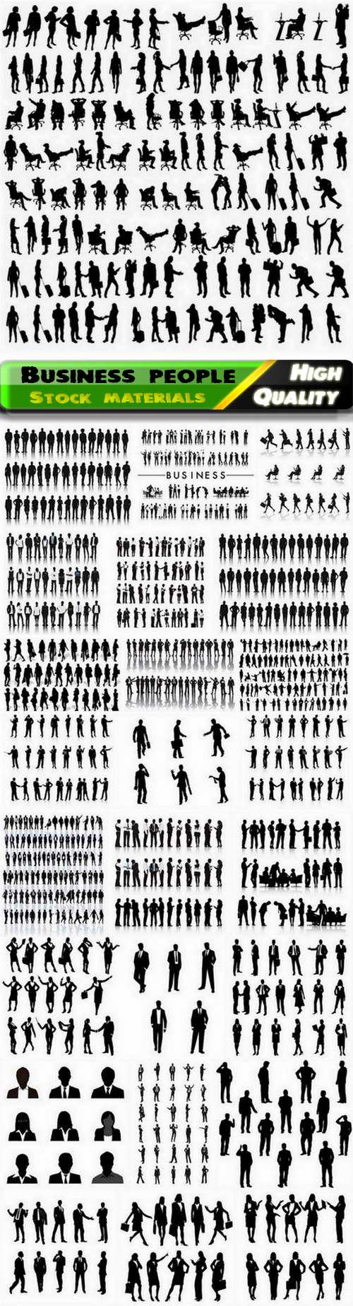 Set of businessman and woman silhouettes in different poses - 25 Eps