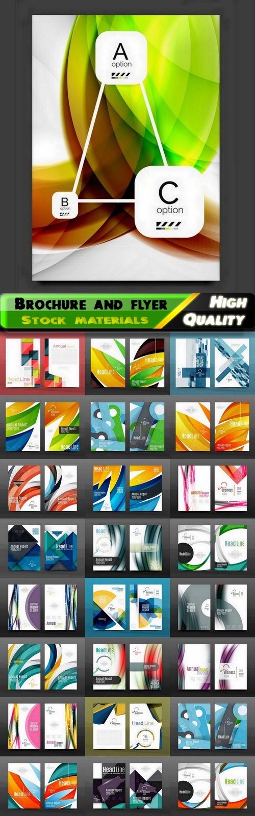 Brochure and business flyer with abstract floral and glass elements - 25 Eps