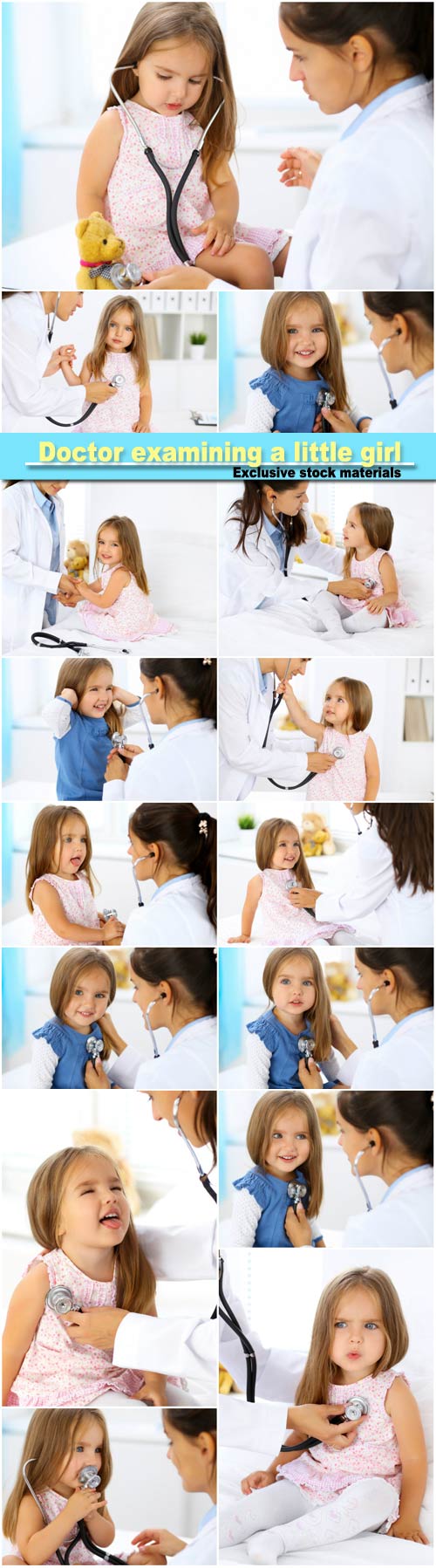 Doctor examining a little girl by stethoscope